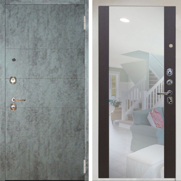 Входная дверь Аргус ЛЮКС 3К Снежно-белый Агат Темный бетон + Вояж Венге