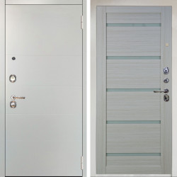 Входная дверь Аргус ЛЮКС 3К Снежно-белый Агат Вельвет белый горизонт + Александра Белая лиственница