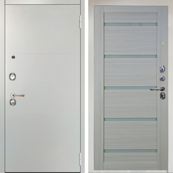 Входная дверь Аргус ЛЮКС 3К Снежно-белый Агат Вельвет белый горизонт + Александра Белая лиственница