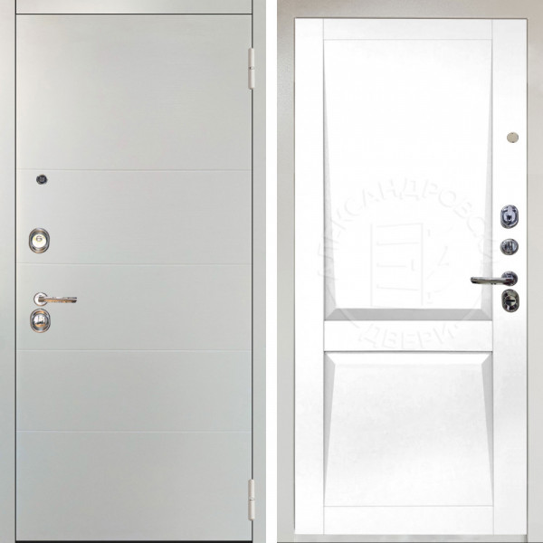 Входная дверь Аргус ЛЮКС 3К Снежно-белый Агат Вельвет белый горизонт + Ариана Белая эмаль