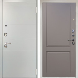 Входная дверь Аргус ЛЮКС 3К Снежно-белый Агат Вельвет белый горизонт + Ариана Серая эмаль
