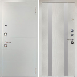 Входная дверь Аргус ЛЮКС 3К Снежно-белый Агат Вельвет белый горизонт + Дуэт Белое дерево вставки Изабель