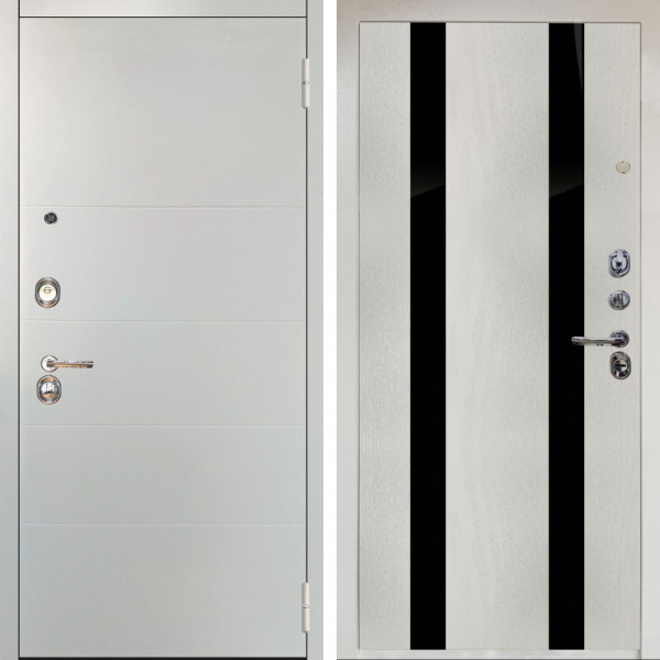 Входная дверь Аргус ЛЮКС 3К Снежно-белый Агат Вельвет белый горизонт + Дуэт Белое дерево вставки кензо