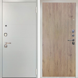 Входная дверь Аргус ЛЮКС 3К Снежно-белый Агат Вельвет белый горизонт + Элегант Рустик соломенный