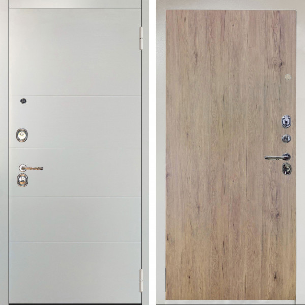 Входная дверь Аргус ЛЮКС 3К Снежно-белый Агат Вельвет белый горизонт + Элегант Рустик соломенный