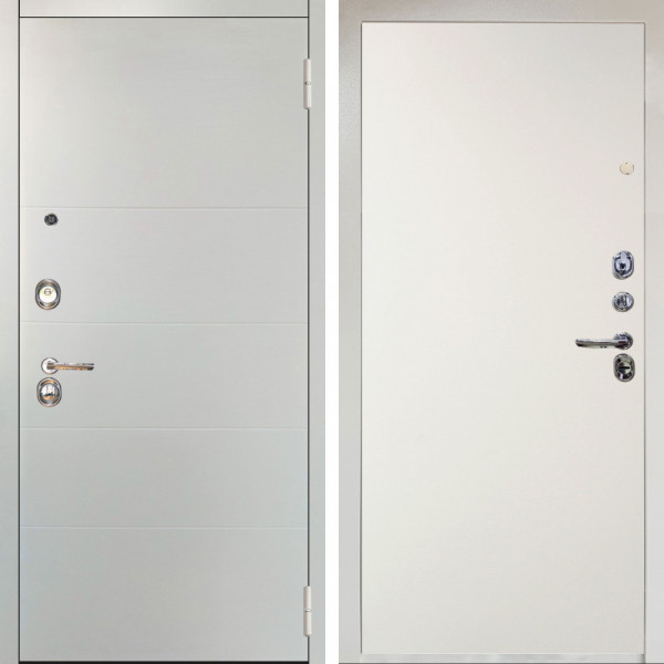 Входная дверь Аргус ЛЮКС 3К Снежно-белый Агат Вельвет белый горизонт + Элегант Софт милк