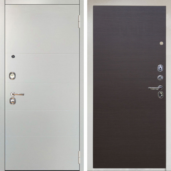 Входная дверь Аргус ЛЮКС 3К Снежно-белый Агат Вельвет белый горизонт + Элегант Венге горизонт