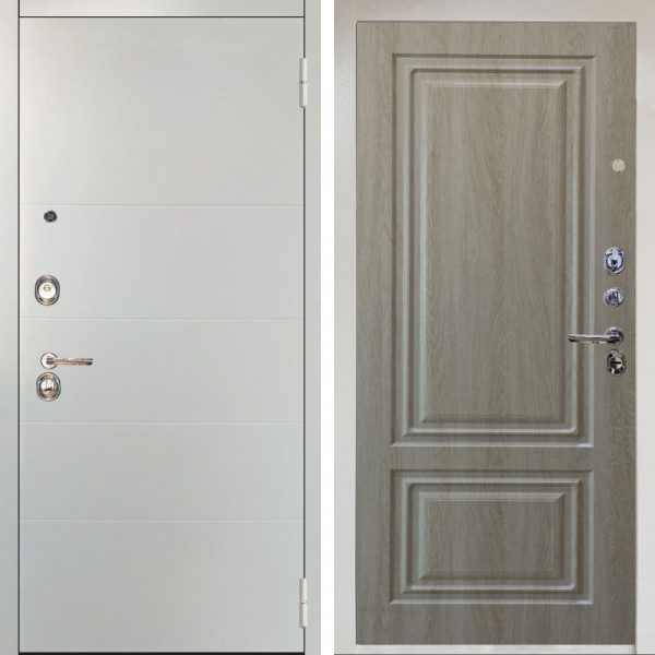Входная дверь Аргус ЛЮКС 3К Снежно-белый Агат Вельвет белый горизонт + Элион Дуб филадельфия крем