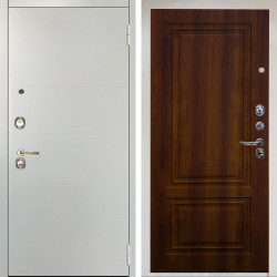 Входная дверь Аргус ЛЮКС 3К Снежно-белый Агат Вельвет белый горизонт + Элион дуб рустикальный