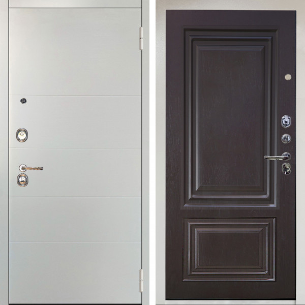 Входная дверь Аргус ЛЮКС 3К Снежно-белый Агат Вельвет белый горизонт + Элион Горький шоколад