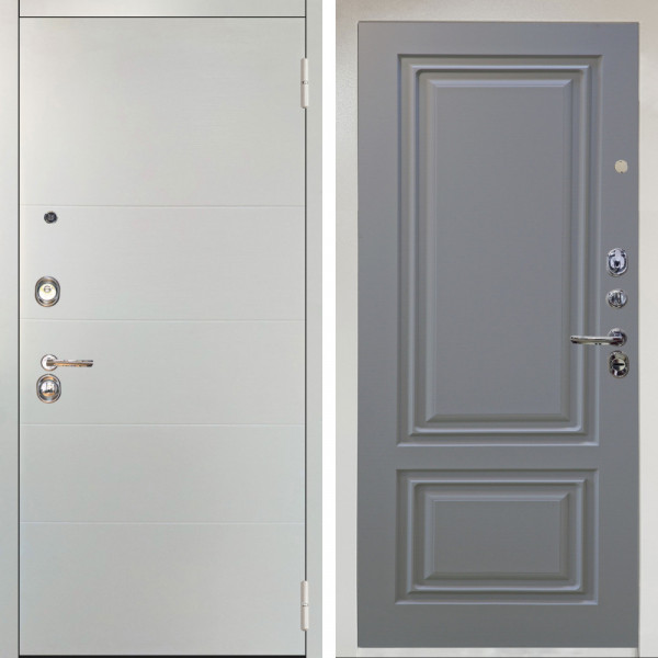 Входная дверь Аргус ЛЮКС 3К Снежно-белый Агат Вельвет белый горизонт + Элион Силк маус