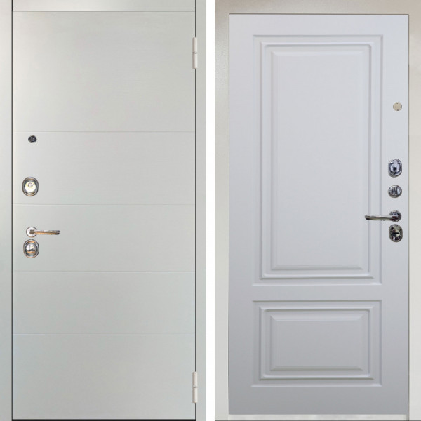 Входная дверь Аргус ЛЮКС 3К Снежно-белый Агат Вельвет белый горизонт + Элион Софт милк