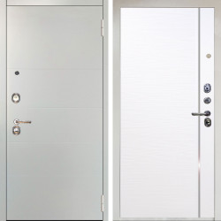 Входная дверь Аргус ЛЮКС 3К Снежно-белый Агат Вельвет белый горизонт + Гауда Роял Вуд Белый