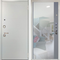 Входная дверь Аргус ЛЮКС 3К Снежно-белый Агат Вельвет белый горизонт + Магнум Силк маус