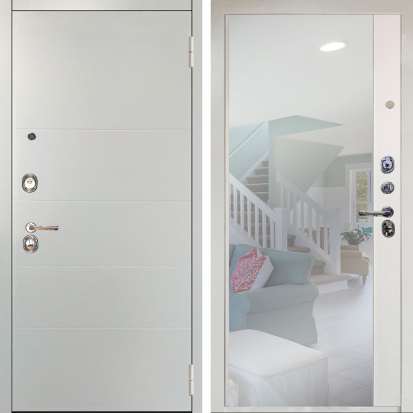 Входная дверь Аргус ЛЮКС 3К Снежно-белый Агат Вельвет белый горизонт + Магнум Софт милк