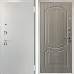 Входная дверь Аргус ЛЮКС 3К Снежно-белый Агат Вельвет белый горизонт + Мишель Ларче светлый