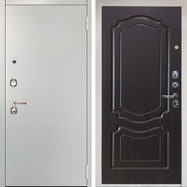 Входная дверь Аргус ЛЮКС 3К Снежно-белый Агат Вельвет белый горизонт + Мишель Венге