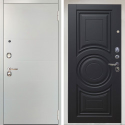 Входная дверь Аргус ЛЮКС 3К Снежно-белый Агат Вельвет белый горизонт + Могадиш Черный софт