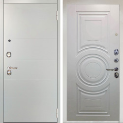 Входная дверь Аргус ЛЮКС 3К Снежно-белый Агат Вельвет белый горизонт + Могадиш Софт милк