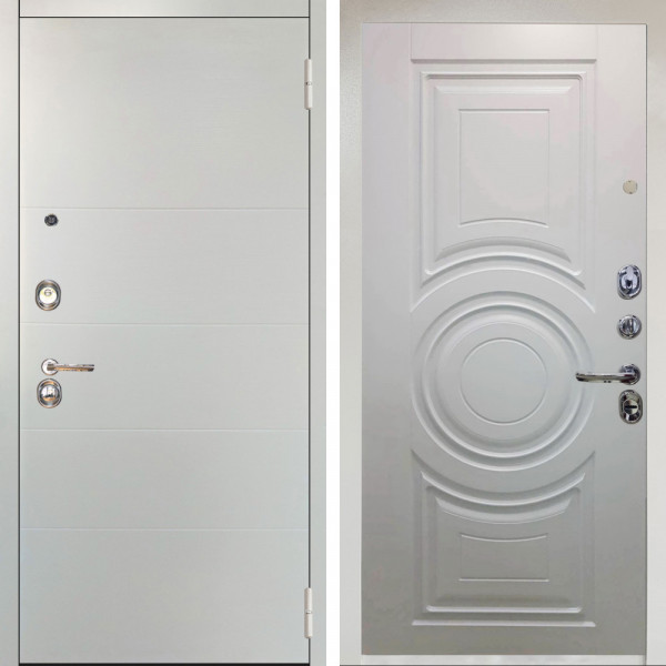 Входная дверь Аргус ЛЮКС 3К Снежно-белый Агат Вельвет белый горизонт + Могадиш Софт милк