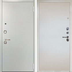 Входная дверь Аргус ЛЮКС 3К Снежно-белый Агат Вельвет белый горизонт + Под покраску