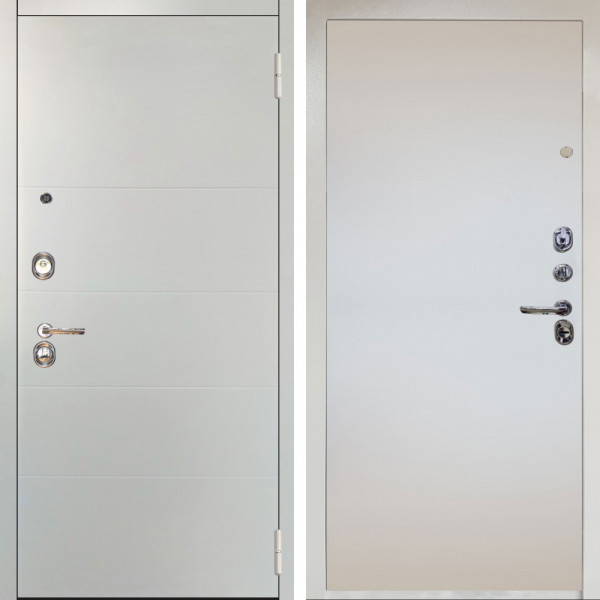 Входная дверь Аргус ЛЮКС 3К Снежно-белый Агат Вельвет белый горизонт + Под покраску