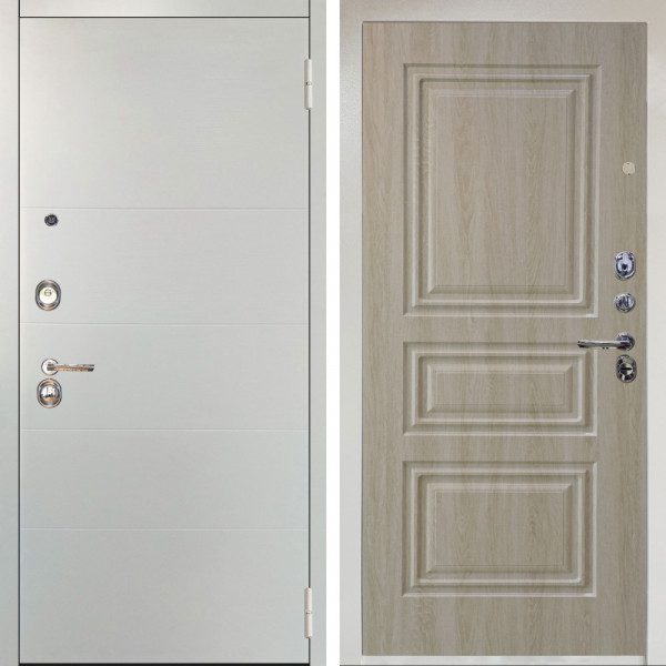 Входная дверь Аргус ЛЮКС 3К Снежно-белый Агат Вельвет белый горизонт + Скиф Дуб филадельфия крем