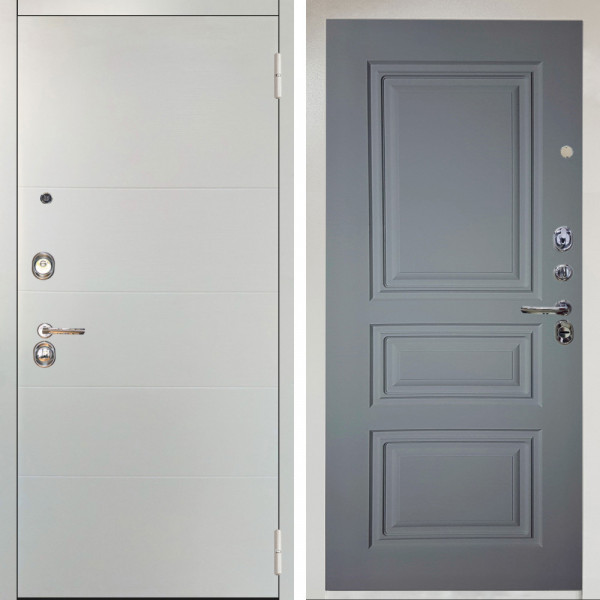 Входная дверь Аргус ЛЮКС 3К Снежно-белый Агат Вельвет белый горизонт + Скиф Силк маус