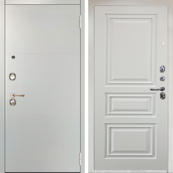 Входная дверь Аргус ЛЮКС 3К Снежно-белый Агат Вельвет белый горизонт + Скиф Софт милк