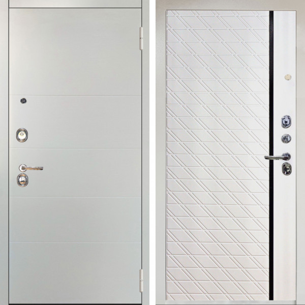 Входная дверь Аргус ЛЮКС 3К Снежно-белый Агат Вельвет белый горизонт + Тори Софт милк