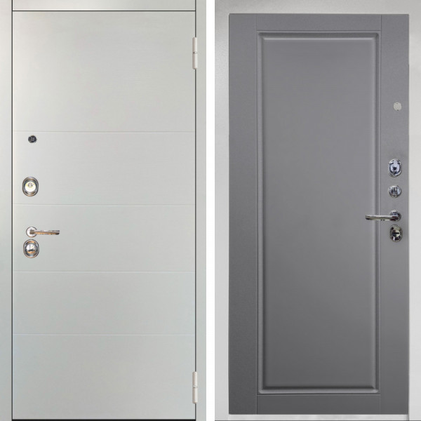 Входная дверь Аргус ЛЮКС 3К Снежно-белый Агат Вельвет белый горизонт + Тревор силк маус