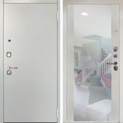 Входная дверь Аргус ЛЮКС 3К Снежно-белый Агат Вельвет белый горизонт + Вояж Белое дерево