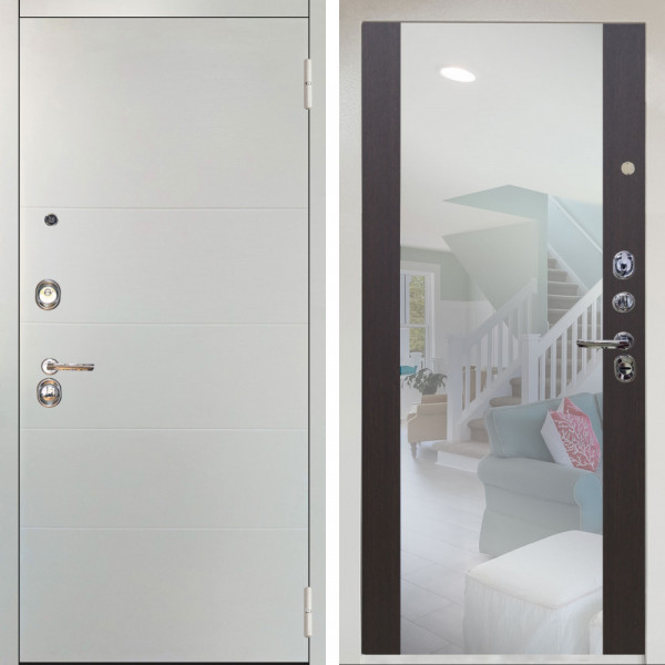 Входная дверь Аргус ЛЮКС 3К Снежно-белый Агат Вельвет белый горизонт + Вояж Венге