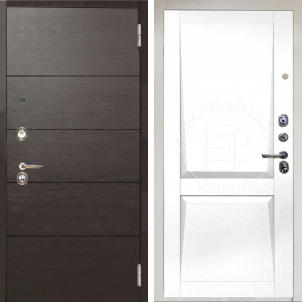 Входная дверь Аргус ЛЮКС 3К Снежно-белый Агат венге горизонт + Ариана Белая эмаль
