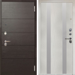 Входная дверь Аргус ЛЮКС 3К Снежно-белый Агат венге горизонт + Дуэт Белое дерево вставки Изабель
