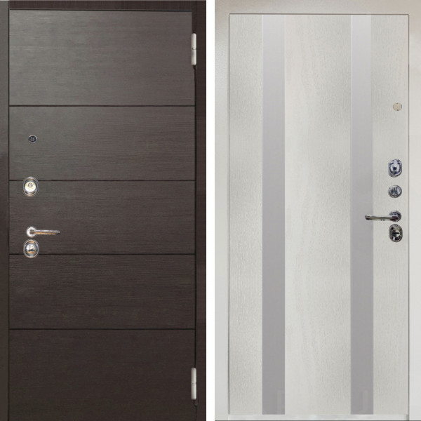 Входная дверь Аргус ЛЮКС 3К Снежно-белый Агат венге горизонт + Дуэт Белое дерево вставки Изабель