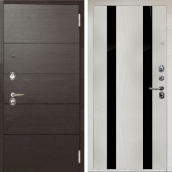 Входная дверь Аргус ЛЮКС 3К Снежно-белый Агат венге горизонт + Дуэт Белое дерево вставки кензо