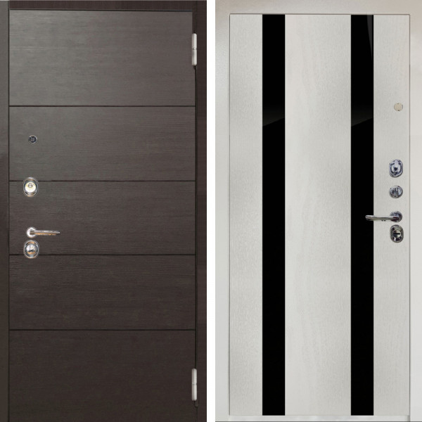 Входная дверь Аргус ЛЮКС 3К Снежно-белый Агат венге горизонт + Дуэт Белое дерево вставки кензо