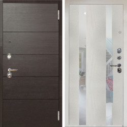 Входная дверь Аргус ЛЮКС 3К Снежно-белый Агат венге горизонт + Дуэт Белое дерево вставки Николь