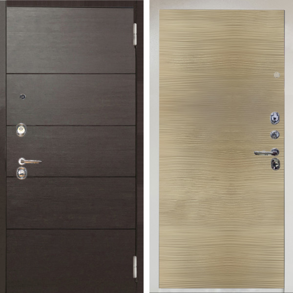Входная дверь Аргус ЛЮКС 3К Снежно-белый Агат венге горизонт + Элегант Дорс светлый горизонт