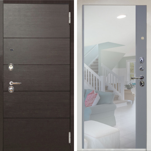 Входная дверь Аргус ЛЮКС 3К Снежно-белый Агат венге горизонт + Магнум Силк маус