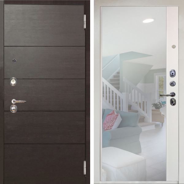 Входная дверь Аргус ЛЮКС 3К Снежно-белый Агат венге горизонт + Магнум Софт милк