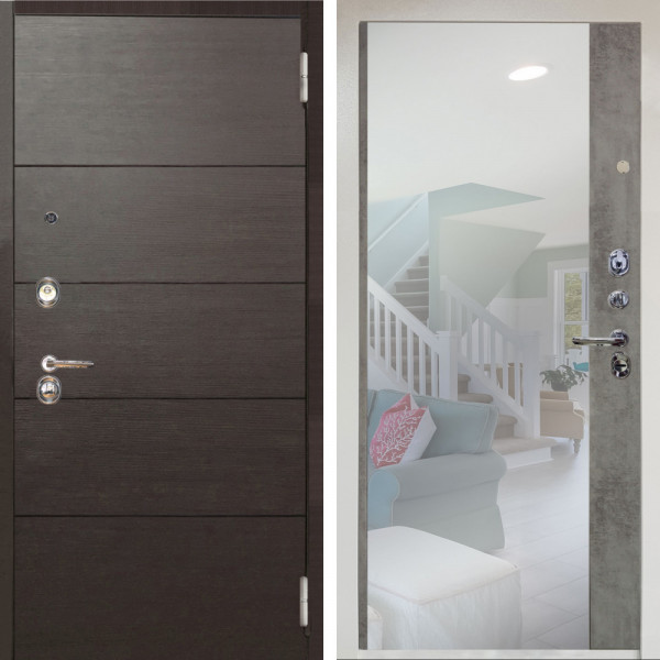 Входная дверь Аргус ЛЮКС 3К Снежно-белый Агат венге горизонт + Магнум Светлый бетон