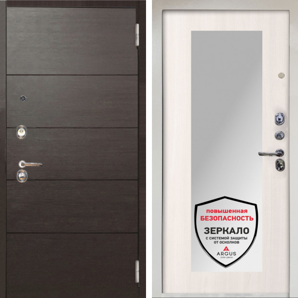 Входная дверь Аргус ЛЮКС 3К Снежно-белый Агат венге горизонт + Милли Ларче светлый