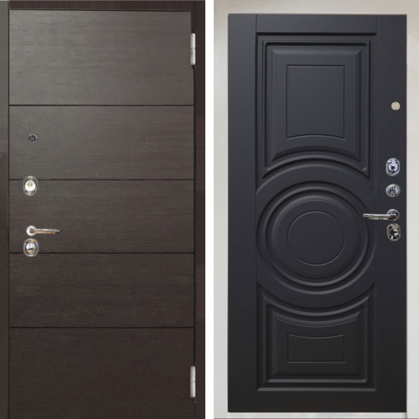 Входная дверь Аргус ЛЮКС 3К Снежно-белый Агат венге горизонт + Могадиш Черный софт