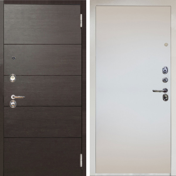 Входная дверь Аргус ЛЮКС 3К Снежно-белый Агат венге горизонт + Под покраску