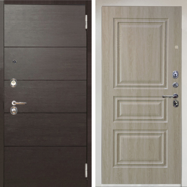 Входная дверь Аргус ЛЮКС 3К Снежно-белый Агат венге горизонт + Скиф Дуб филадельфия крем