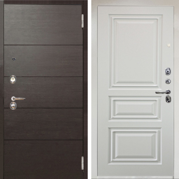 Входная дверь Аргус ЛЮКС 3К Снежно-белый Агат венге горизонт + Скиф Софт милк
