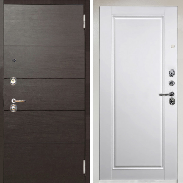 Входная дверь Аргус ЛЮКС 3К Снежно-белый Агат венге горизонт + Тревор Софт милк