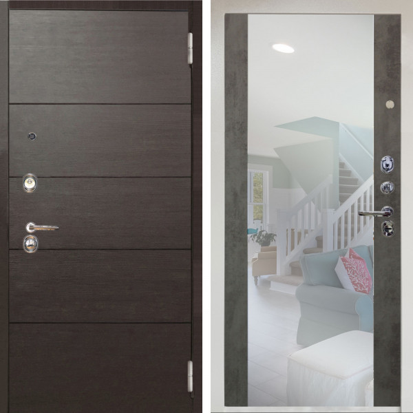 Входная дверь Аргус ЛЮКС 3К Снежно-белый Агат венге горизонт + Вояж Светлый бетон